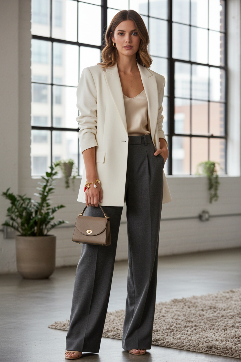 North American Woman Full Body Wearing Charm Bracelet