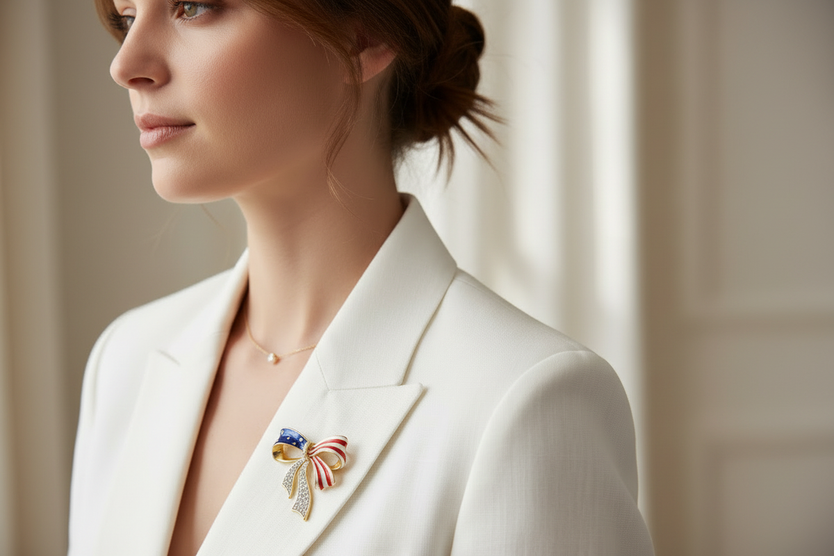 Patriotic Bow Brooch - Landscape