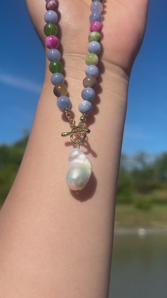 Colorful Beaded Charm Necklace