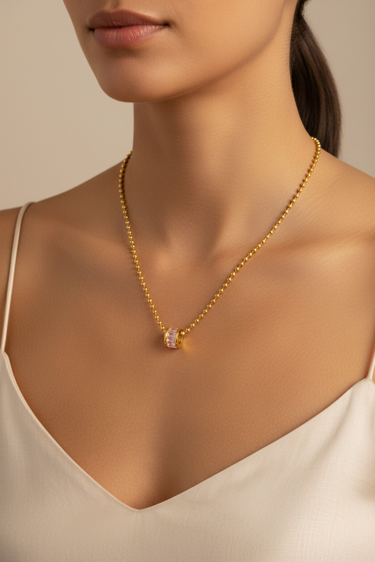 Rosa Cylinder Pendant Necklace