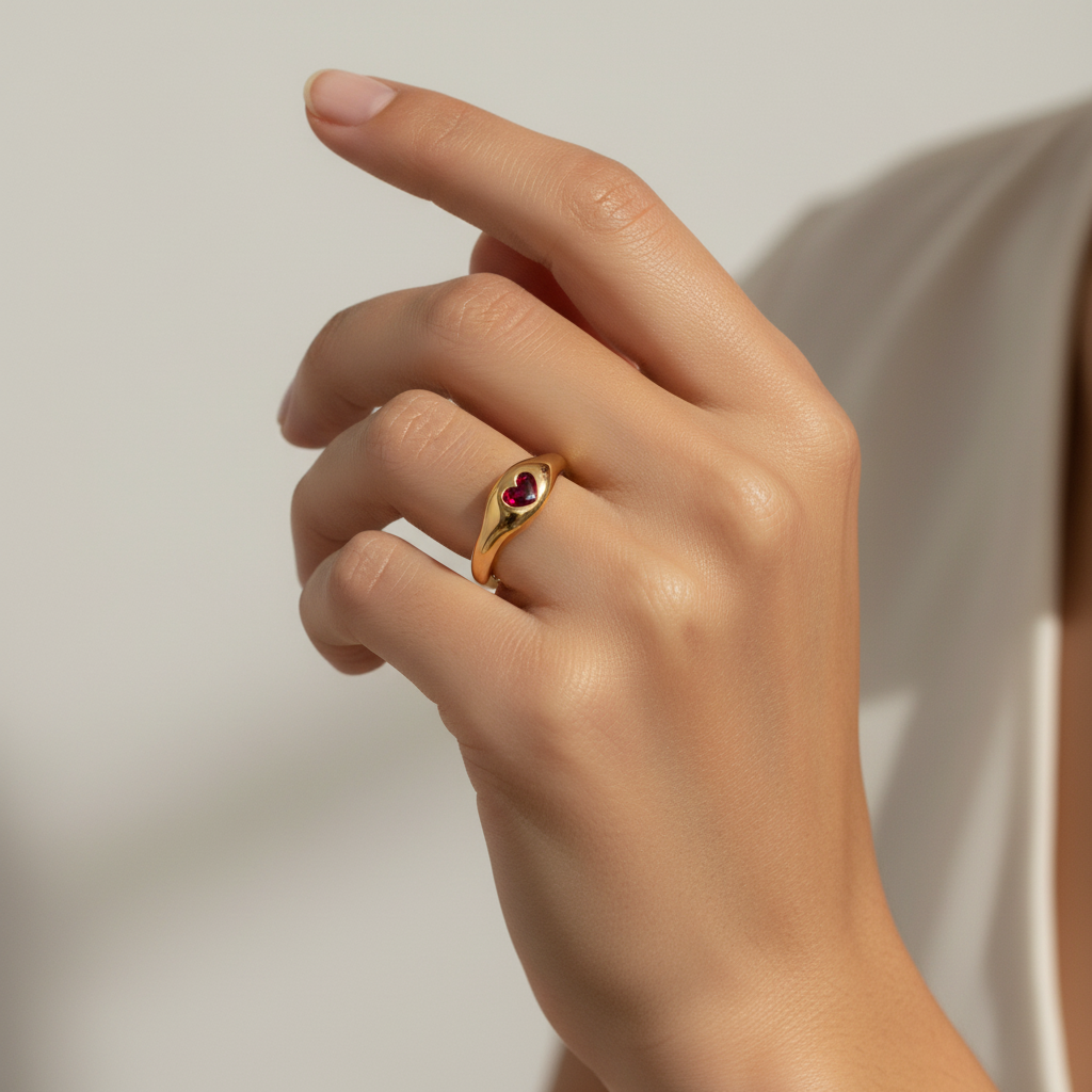 Ruby Heart Signet Ring