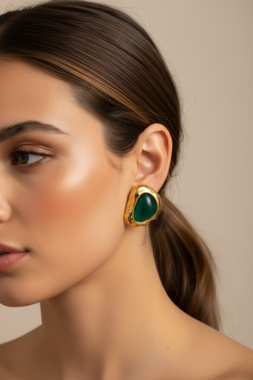 Terrain Green Agate Stud