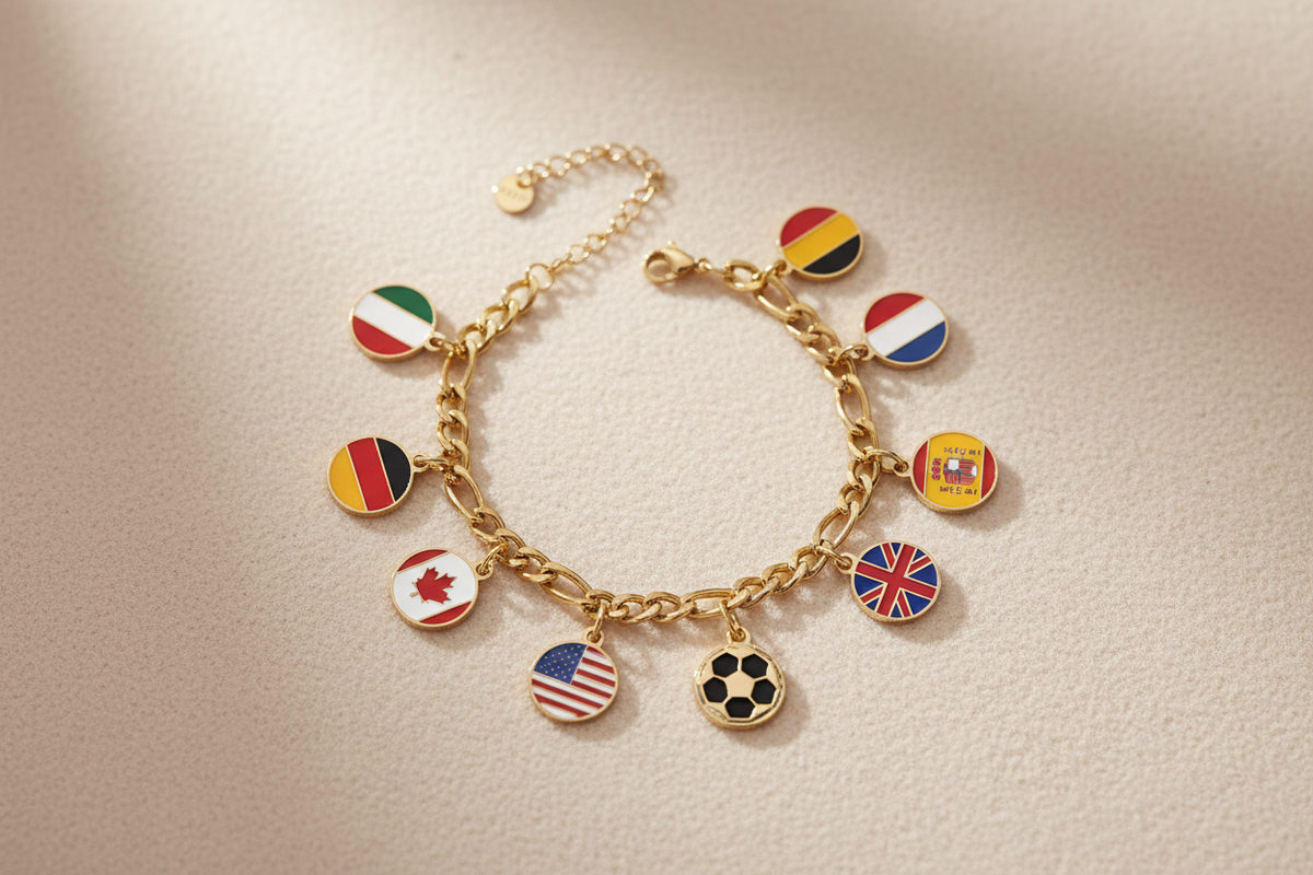 World Flag Charm Bracelet Carousel